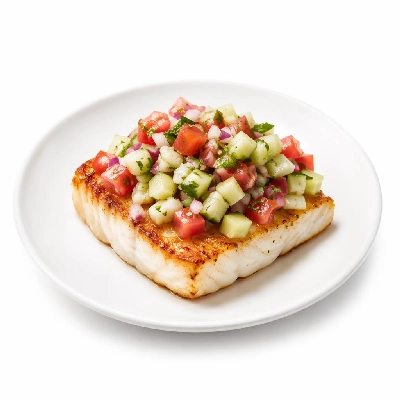 Whole Foods Market Recipes Main Dishes Seared Halibut Withtomato Fennel Red Onion Cucumber & Mint Salsa