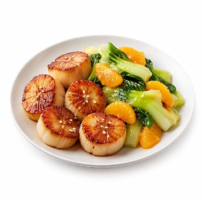 Whole Foods Market Recipes Main Dishes Sesame Scallops with Tangerine and Bok Choy
