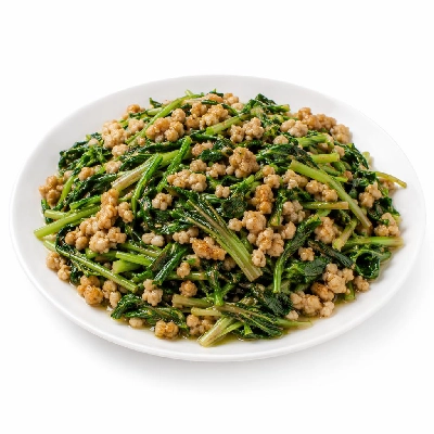Whole Foods Market Recipes Main Dishes Wok Sauteed Mizuna with Minced Chicken