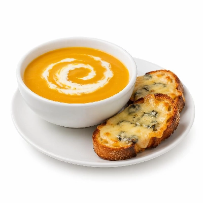 Whole Foods Market Recipes Pumpkin Soup with Blue Cheese Toasts