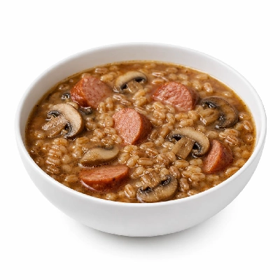 Whole Foods Market Recipes Rustic Farro Soup with Sausage and Mushrooms