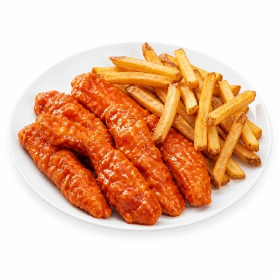 Yard House Appetizers Buffalo Chicken Strips (1 Serving) with French Fries