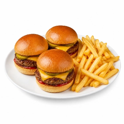 Yard House Appetizers Half and Half Sliders (1 Serving) with French Fries
