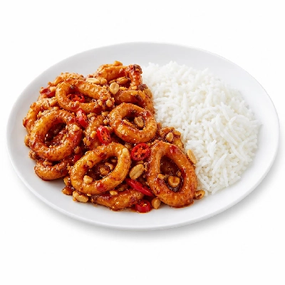 Yard House Appetizers Kung Pao Calamari (1 Serving) with Jasmine Rice