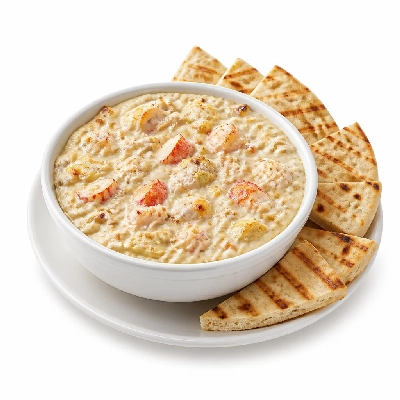 Yard House Appetizers Lobster Crab and Artichoke Dip (1 Serving) with Oven Grilled Pita Bread