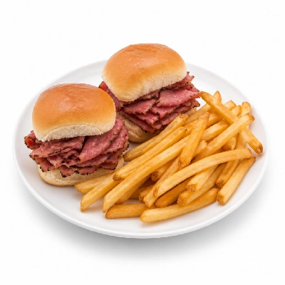 Yard House Appetizers Pastrami Sliders (1 Serving) with French Fries