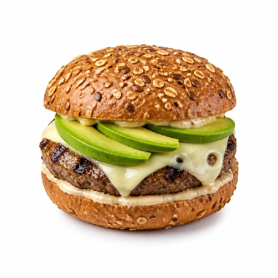 Yard House Grilled Burgers Avocado Swiss on Multigrain Bun (1 Sandwich) with Roasted Garlic Aioli