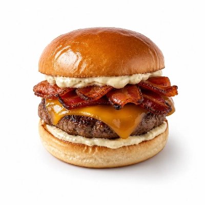 Yard House Grilled Burgers BBQ Bacon and Cheddar (1 Sandwich) with Roasted Garlic Aioli