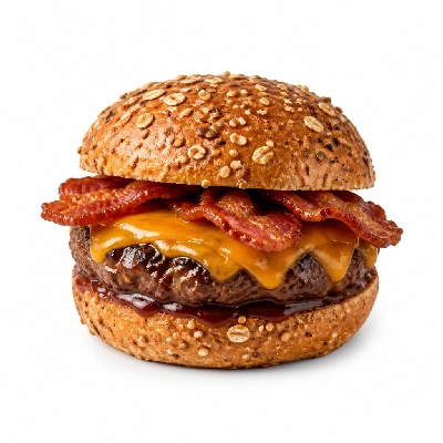 Yard House Grilled Burgers BBQ Bacon and Cheddar on Multigrain Bun