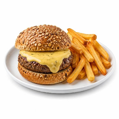 Yard House Grilled Burgers Bearnaise on Multigrain Bun (1 Sandwich) with French Fries