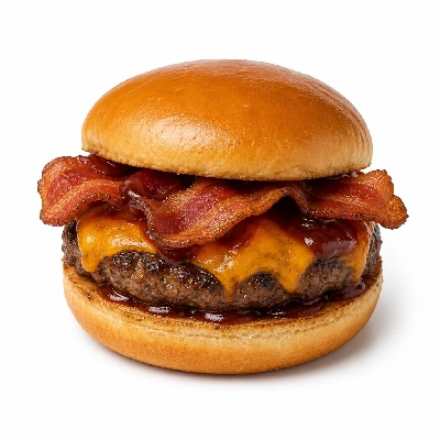Yard House Grilled Burgers Gardein BBQ Bacon and Cheddar (1 Sandwich) with Rum Sauce