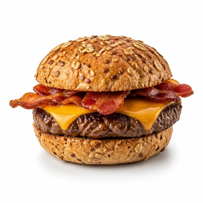 Yard House Grilled Burgers Gardein BBQ Bacon and Cheddar on Multigrain Bun