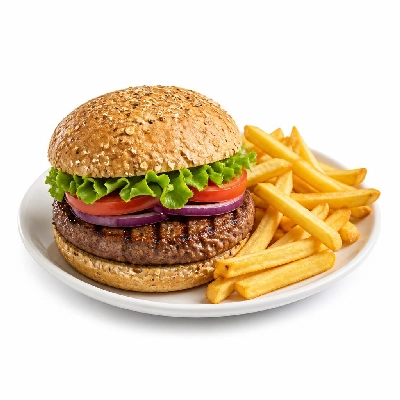Yard House Grilled Burgers Gardein Classic on Multigrain Bun (1 Sandwich) with French Fries