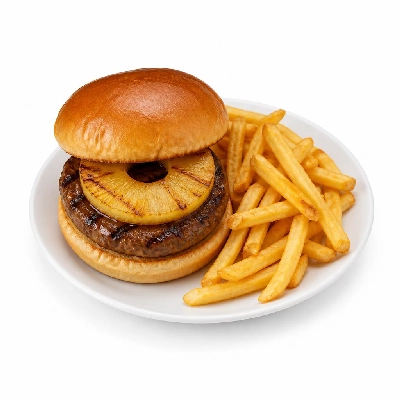 Yard House Grilled Burgers Gardein Hawaiian (1 Sandwich) with French Fries