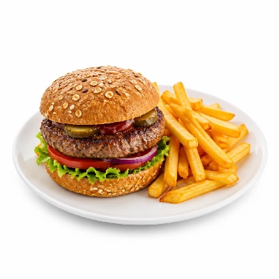 Yard House Grilled Burgers Gardein Hawaiian on Multigrain Bun (1 Sandwich) with French Fries