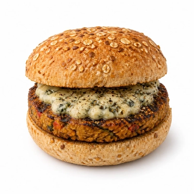 Yard House Grilled Burgers Gardein Pepper Crusted Gorgonzola on Multigrain Bun