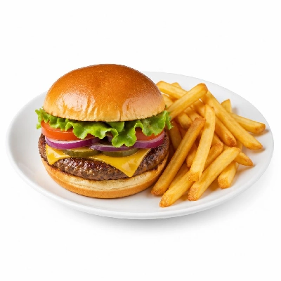 Yard House Grilled Burgers Hawaiian (1 Sandwich) with French Fries