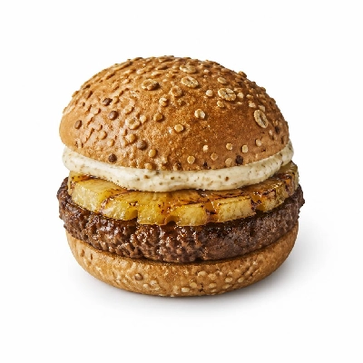 Yard House Grilled Burgers Hawaiian on Multigrain Bun (1 Sandwich) with Roasted Garlic Aioli