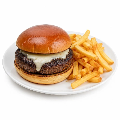 Yard House Grilled Burgers Pepper Crusted Gorgonzola (1 Sandwich) with French Fries
