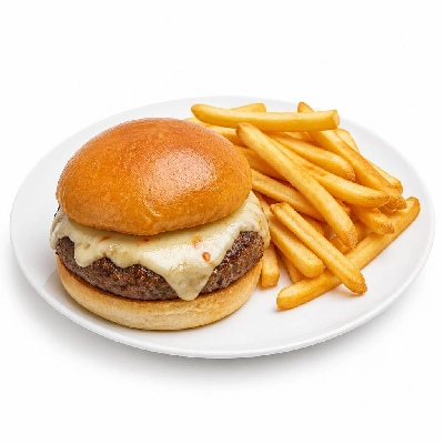 Yard House Grilled Burgers Pepper Jack (1 Sandwich) with French Fries