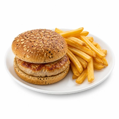 Yard House Grilled Burgers Turkey on Multigrain Bun (1 Sandwich) with French Fries