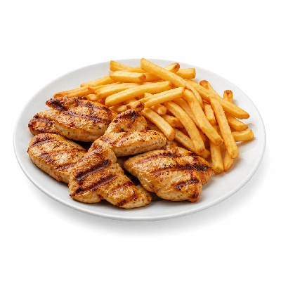 Yard House Kids Menu Items Grilled Chicken (1 Serving) with French Fries