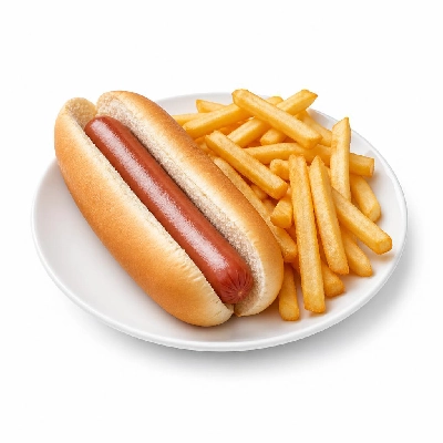 Yard House Kids Menu Items Hot Dog (1 Serving) with French Fries