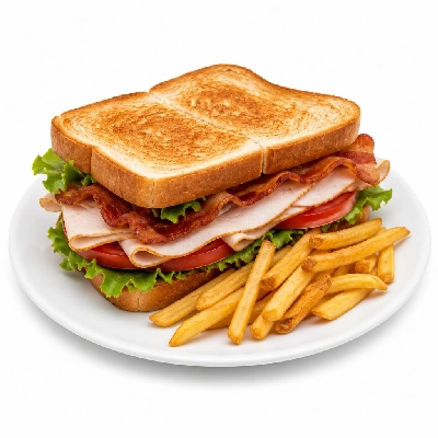 Yard House Sandwiches Roasted Turkey Club (1 Sandwich) with French Fries