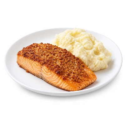 Yard House Seafoods Ginger Crusted Norwegian Salmon (1 Serving) with Wasabi Mashed Potatoes