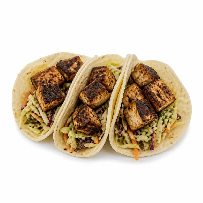Yard House Street Tacos Blackened Swordfish with Flour Tortillas Three (3 Tacos) with Pinto Bean Casserole