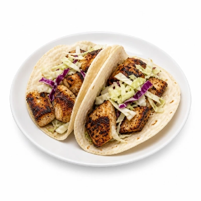 Yard House Street Tacos Blackened Swordfish with Flour Tortillas Two (2 Tacos) with Pinto Bean Casserole