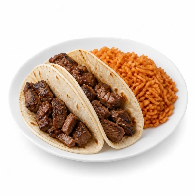 Yard House Street Tacos Grilled Korean Beef Short Rib with Flour Tortillas Two (2 Tacos) with Spicy Rice