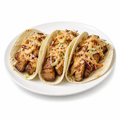 Yard House Street Tacos Grilled Korean Pork Belly with Flour Tortillas Three