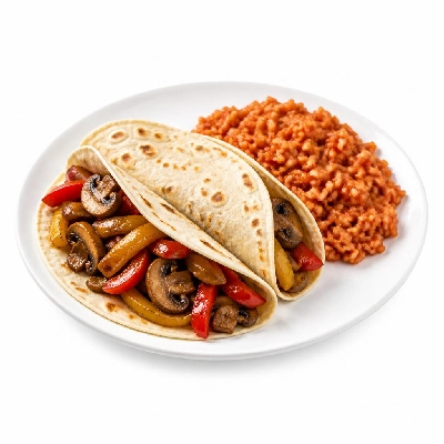 Yard House Street Tacos Hongos y Rajas with Flour Tortillas Two (2 Tacos) with Spicy Rice
