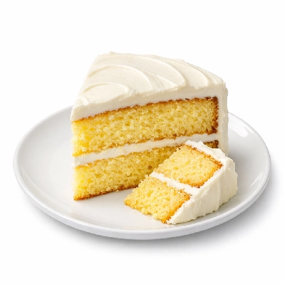 Yellow cake with vanilla frosting