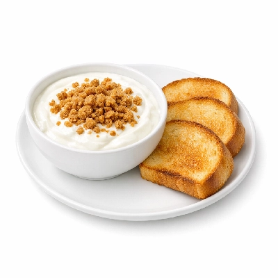 Yogurt with a Crunch and Toast Slices