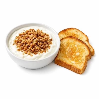 Yogurt with a Crunch & Buttered Toast