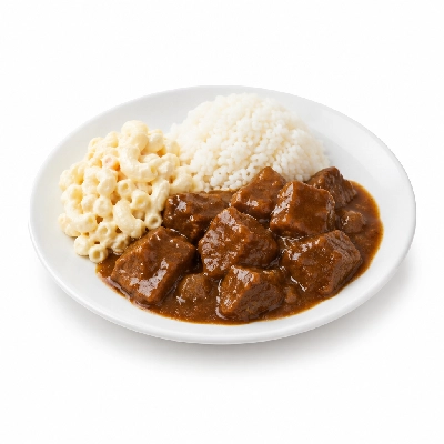 Zippy's Hawaiian Plate Combo with Beef Stew