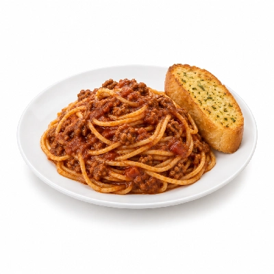 Zippy's Mini Spaghetti with Meat Sauce & Garlic Bread Plate