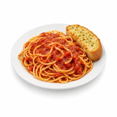 Zippy's Mini Vegetarian Spaghetti & Garlic Bread Plate