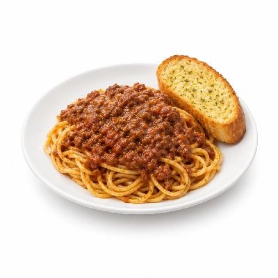 Zippy's Spaghetti with Meat Sauce & Garlic Bread Plate