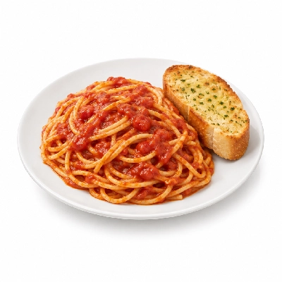Zippy's Vegetarian Spaghetti & Garlic Bread Plate