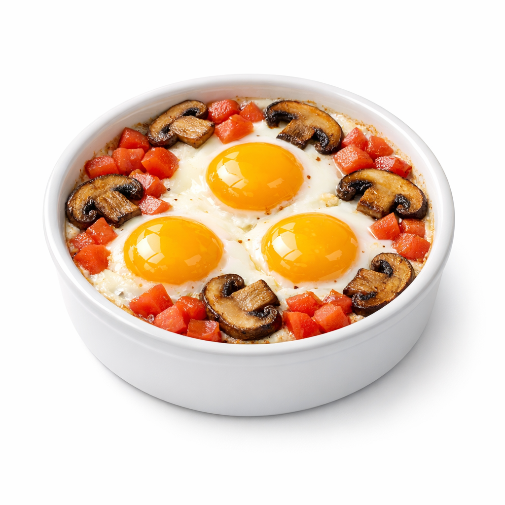 Baked Eggs with Mushroom and Tomato