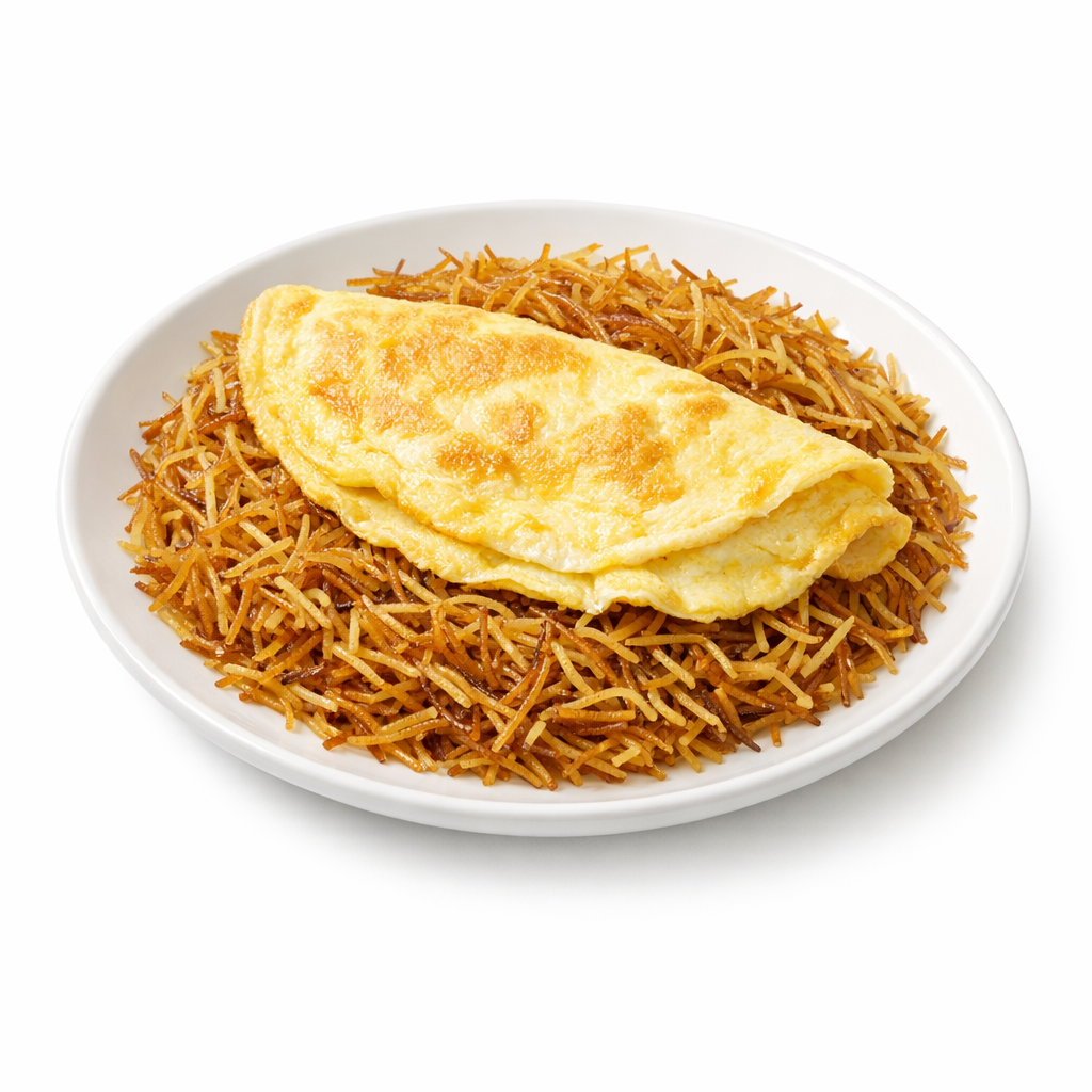 Ethnic foods fried vermecelli with eggs (balaleet) uae