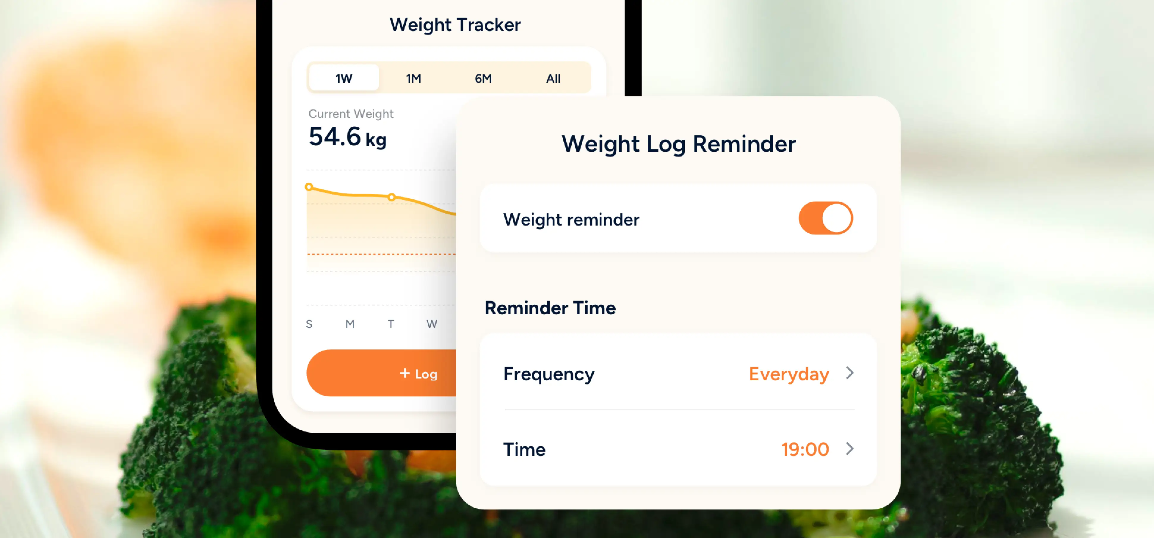 Ability to set custom weight loss goals and weight reminders with Eato