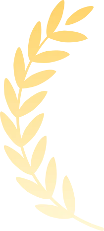 Gold laurel banner on the left