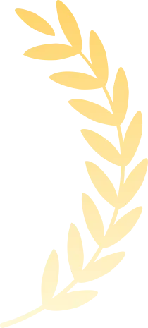 Gold laurel banner on the right