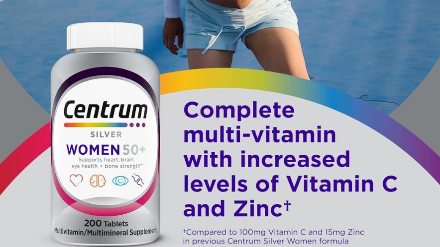 Centrum Silver Women 50 Plus best multivitamin bottle for women over 60.