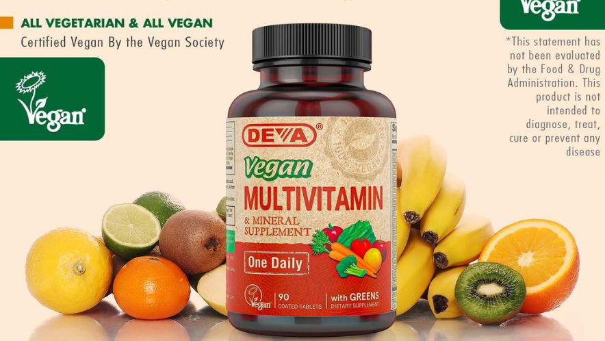 DEVA Vegan best Multivitamin bottle for men and women on plant based diets.