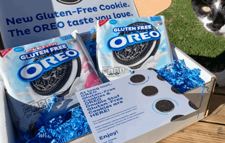 OREO gluten-free original and double stuf cookies in a box, featuring the classic chocolate sandwich taste.